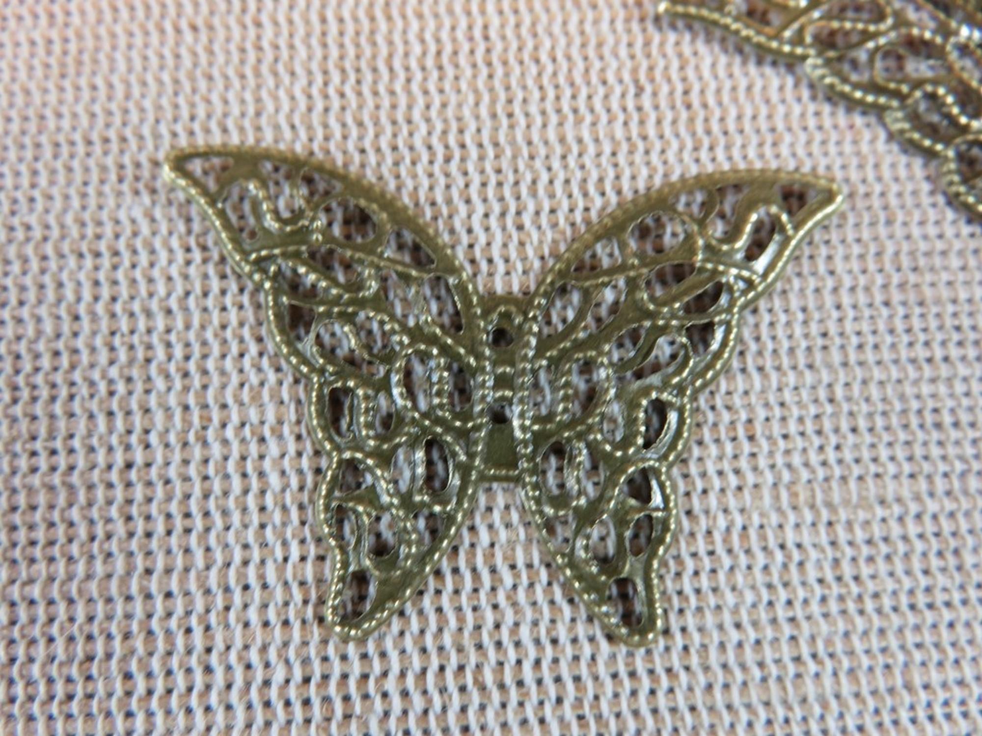 Connecteurs papillon bronze, cabochons papillon bronze en métal, papillons filigrané de 41mmX29mm
