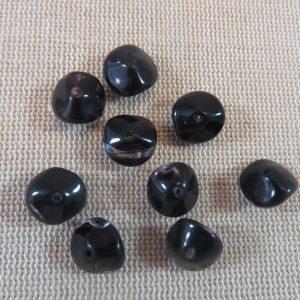 Perles soucoupe noir en verre 10mm – lot de 9