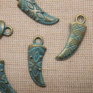 Pendentifs corne dague viking bronze patiné 30mm – lot de 5