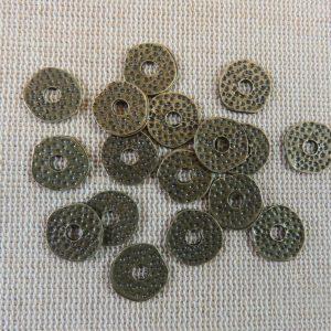 Perles rondelle martelé bronze 11mm coupelle intercalaire – lot de 15