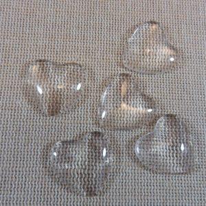 Cabochons cœur en verre 20mm – lot de 5