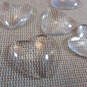 Cabochons cœur en verre 20mm – lot de 5