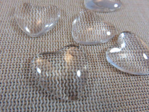 Cabochons cœur en verre 20mm - lot de 5
