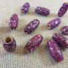Perles ovale en bois violette tacheté 15x7mm