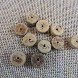 Perles rondelle en bois de coco 8mm palet naturel – lot de 20
