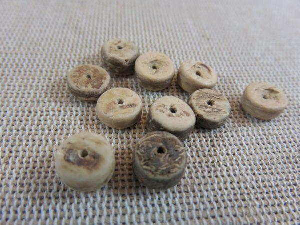 Perles rondelle en bois de coco 8mm palet naturel - lot de 20