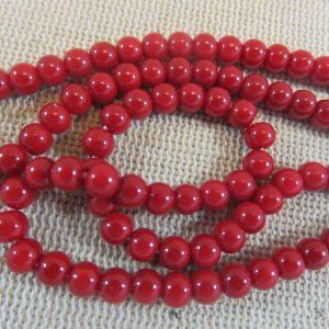 Perles en verre rouge 4mm ronde – lot de 30