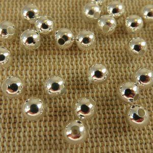 Perles en cuivre 5mm ronde coloris argenté – lot de 20