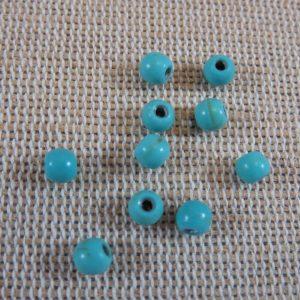 Perles Howlite bleu turquoise 4mm ronde – lot de 25