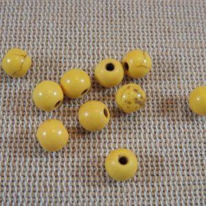 Perles Howlite jaune effet pierre turquoise 6mm ronde – lot de 14