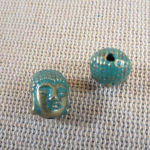 Perles Bouddha bronze patiné 11mm – lot de 5 Tête de Bouddha