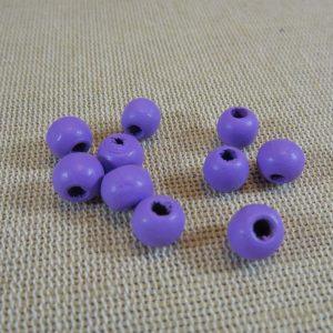 Perles en bois violette 8mm ronde – lot de 25