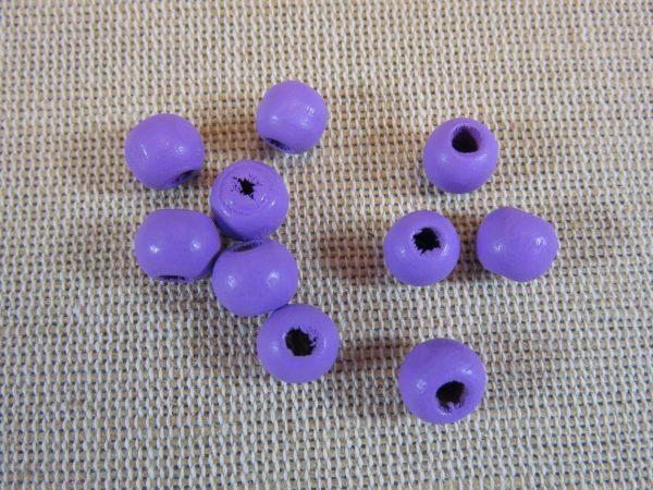 Perles en bois violette 8mm ronde - lot de 25