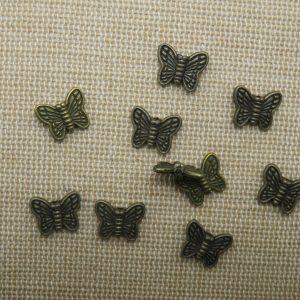 Perles papillon bronze 10mm en métal – lot de 10