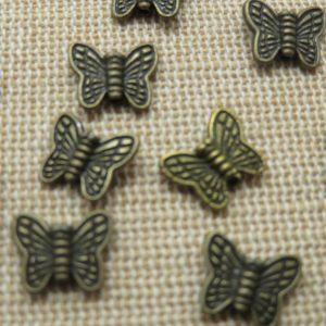 Perles papillon bronze 10mm en métal – lot de 10