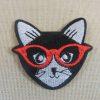 Patch chat écusson thermocollant animal avec lunette rouge