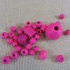 Perles en bois rose foncé différentes formes - lot de 30