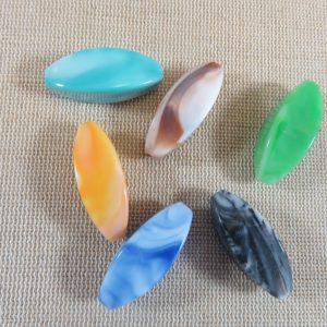 Perles marquise pierre marbré 30x11mm en acrylique – lot de 5
