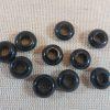 Perles anneaux noir 12mm rondelle donuts en acrylique