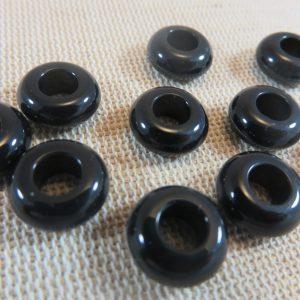 Perles anneaux noir 12mm rondelle donuts en acrylique – lot de 20