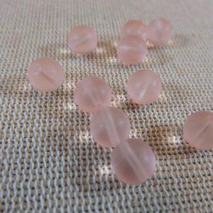 Perles en verre rose 6mm ronde – lot de 8