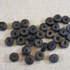 Perles rondelle noir en bois 8mm – lot de 30