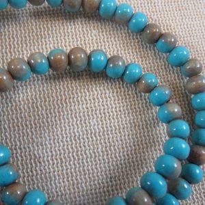 Perles 6mm en bois bleu marron – lot de 20