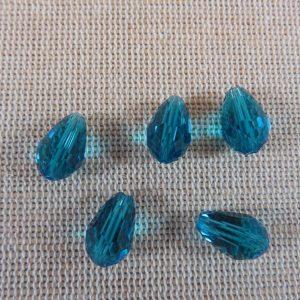 Perles goutte bleu facetté 12mmx8mm briolette – lot de 10
