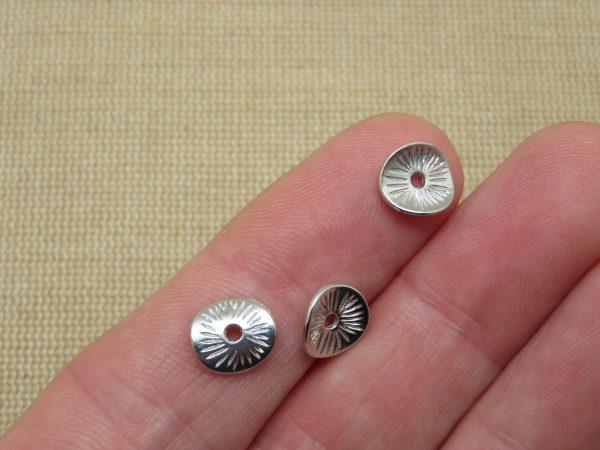 Perles rondelle argenté ondulé 10mm en métal - lot de 20