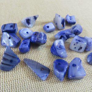 Perles coquille nacré bleu chips forme irrégulière – lot de 10