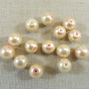 Perles verre style nacré 10mm ronde – lot de 15