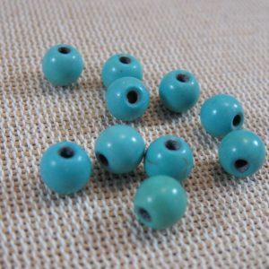 Perles Howlite bleu effet pierre turquoise 6mm ronde – lot de 20