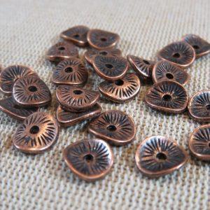 Perles rondelle cuivre ondulé 10mm en métal – lot de 20