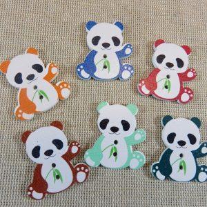 Boutons Panda en bois kawaii couture scrapbooking – lot de 8