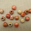 Perles tonneau en bois imprimé multicolore 12mm - lot de 15