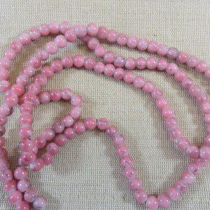 Perles verre rose tréfilé 6mm ronde – lot de 25