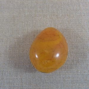 Grande perle orangé effet pierre ambre en résine 37mm