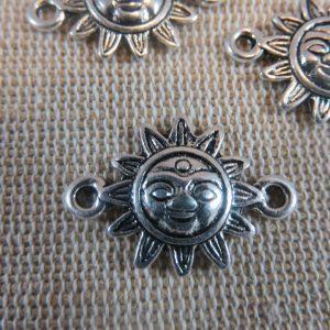 Pendentif soleil incas argenté 23x16mm en métal – lot de 5