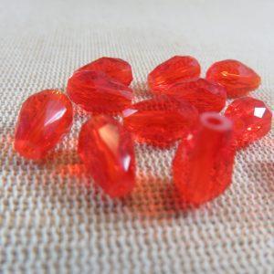 Perles goutte rouge facetté 12mmx8mm briolette – lot de 10