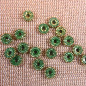 Perles plate bronze patiné 6mm en métal – lot de 20