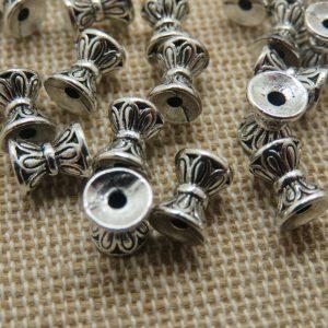 Perles entretoise double-cône 8mm argenté – lot de 20