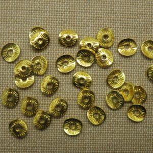 Perles rondelle doré ondulé 10mm en métal – lot de 20