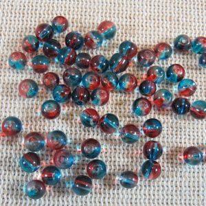 Perles de verre 5mm bicolore ronde – lot de 25