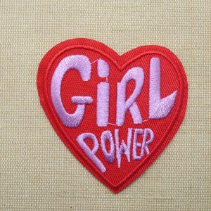 Grand patch cœur rouge thermocollant écusson Girl Power