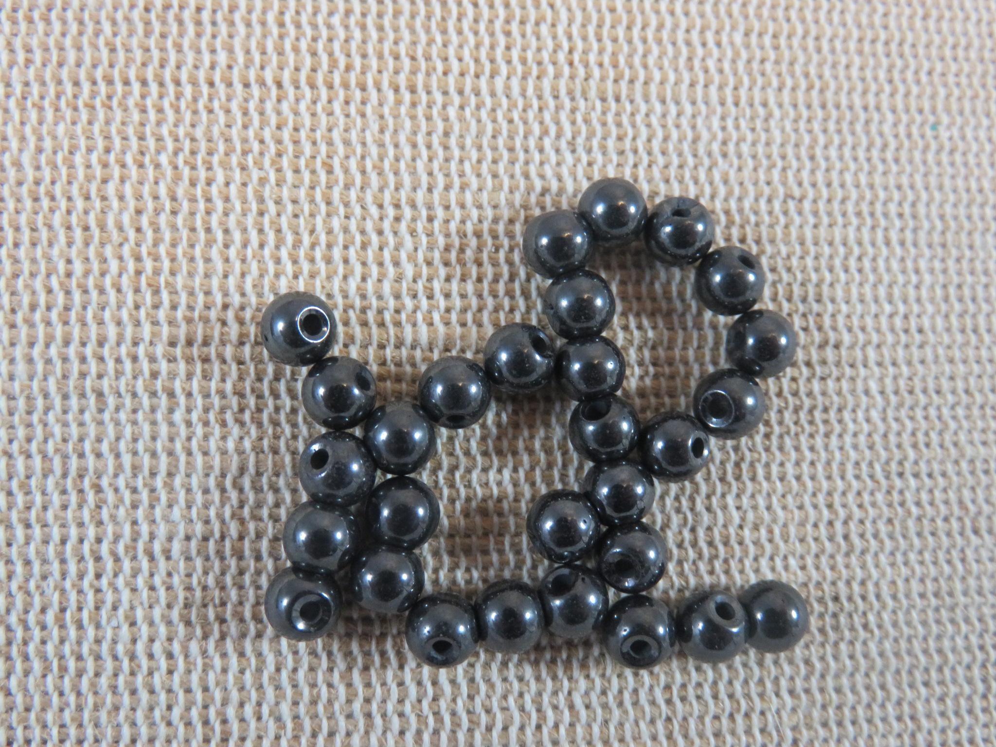 Perles Hématite 4mm ronde noir magnétique