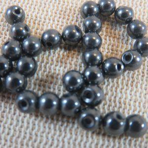 Perles Hématite 4mm ronde noir magnétique – lot de 10