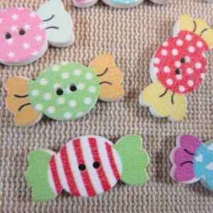 Boutons bonbon en bois multicolore 25mm – lot de 10 boutons de couture