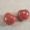 Perles cœur céramique rouge 17mm