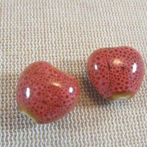 Perles cœur céramique rouge 17mm – lot de 2