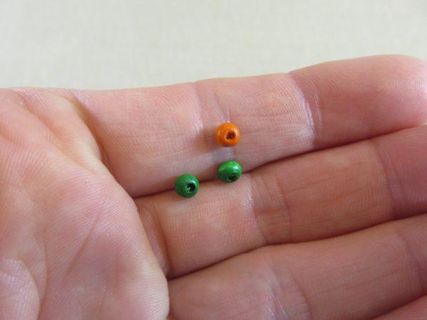 Perles rondelle en bois 4mm multicolore - lot de 50